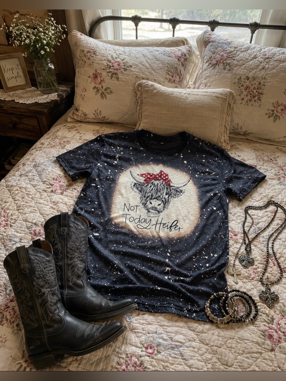 Not Today Heifer Graphic Etsy Tee | Navy with Red Accent